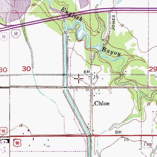 Topographic Map of James Mobile Home Park, LA