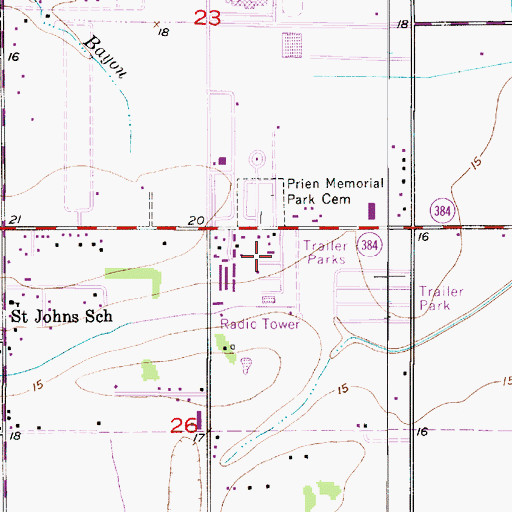 Topographic Map of Jesse James Mobile Home Park, LA