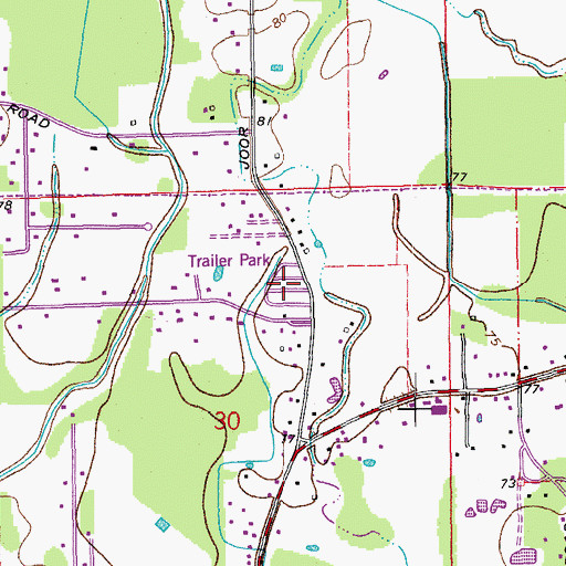 Topographic Map of Joor Road Mobile Home Park, LA