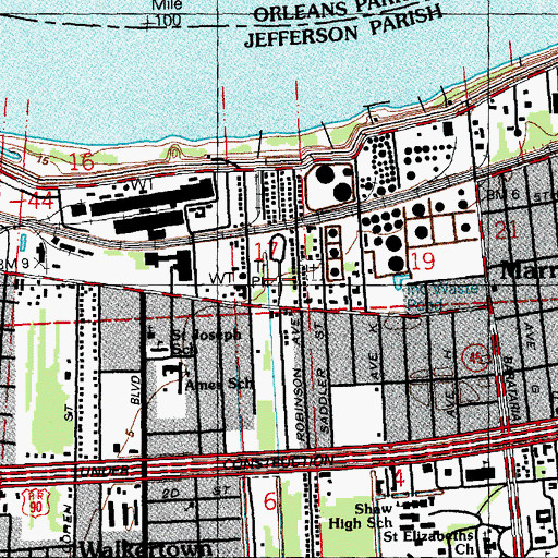 Topographic Map of Justice Trailer Court, LA