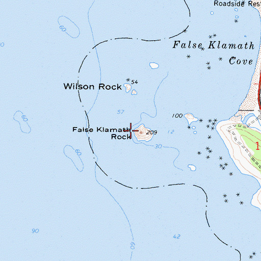 Topographic Map of False Klamath Rock, CA