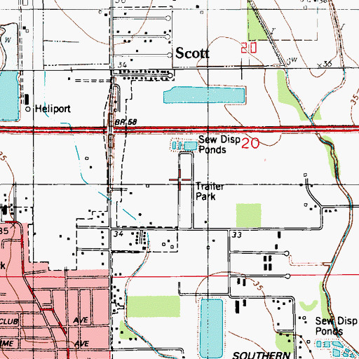 Topographic Map of Landall Mobile Estates, LA