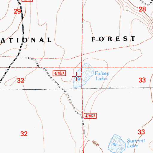 Topographic Map of Falvey Lake, CA