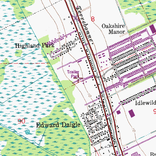Topographic Map of Lost Bayou Mobile Home Park, LA