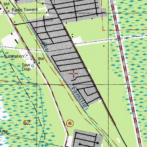 Topographic Map of Majorias Many Trees Mobile Home Park, LA