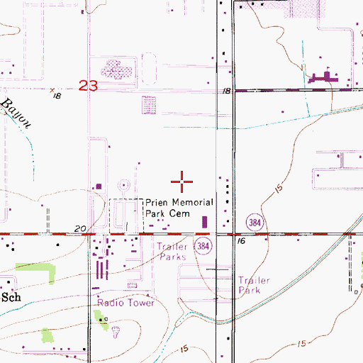 Topographic Map of Meres Mobile Home Park, LA