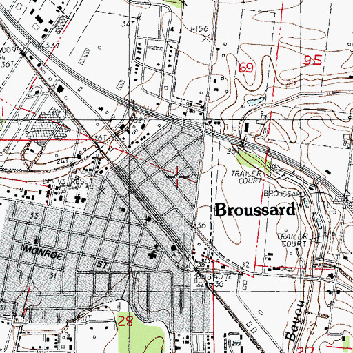 Topographic Map of Miguez Mobile Home Park, LA
