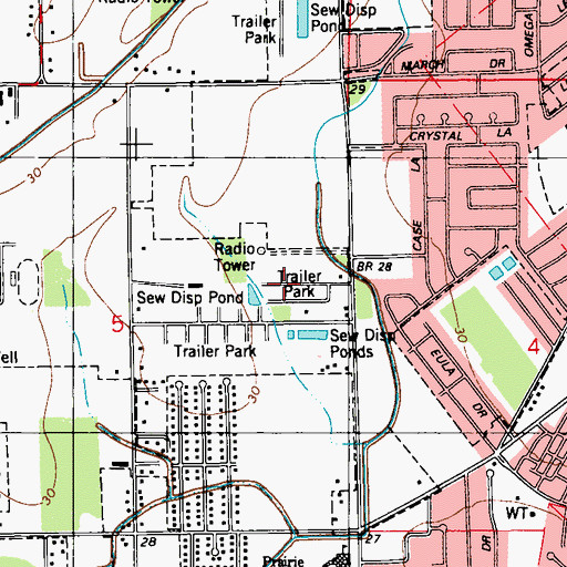 Topographic Map of Mr B's Mobile Home Park, LA