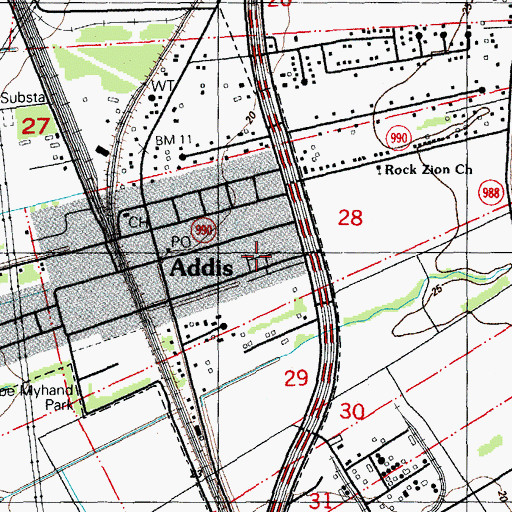 Topographic Map of Myhand Mobile Home Park, LA