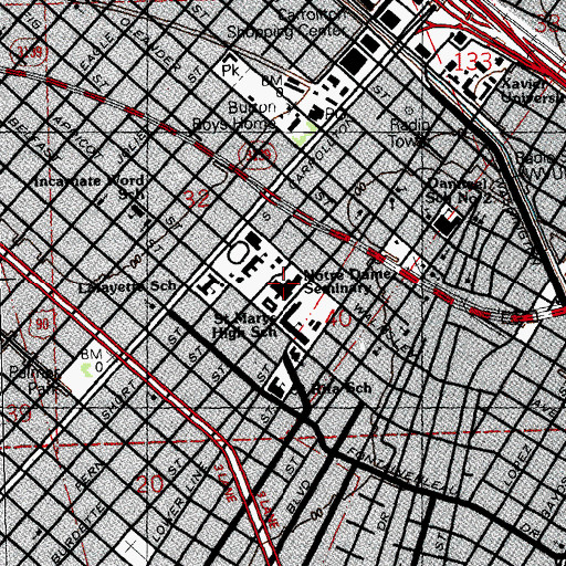 Topographic Map of Chateau De Notre Dame, LA