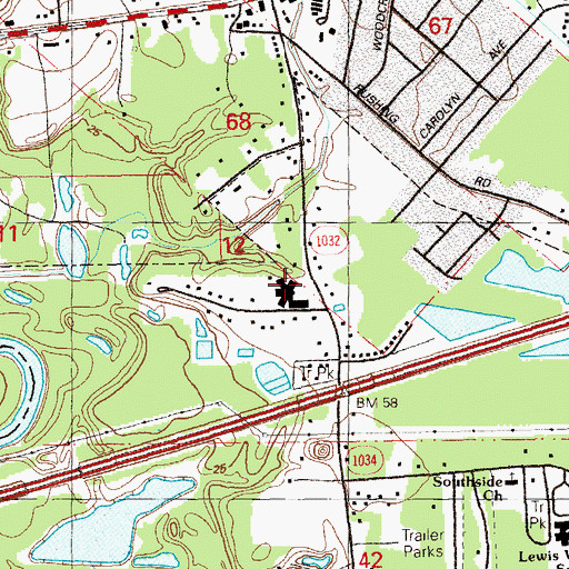 Topographic Map of Golden Age Nursing Home, LA