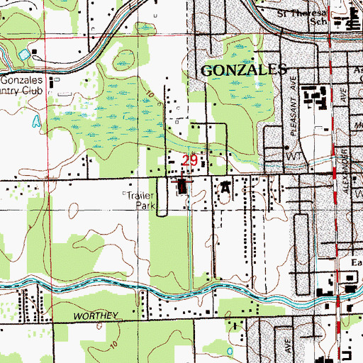 Topographic Map of Gonzales Healthcare Center, LA