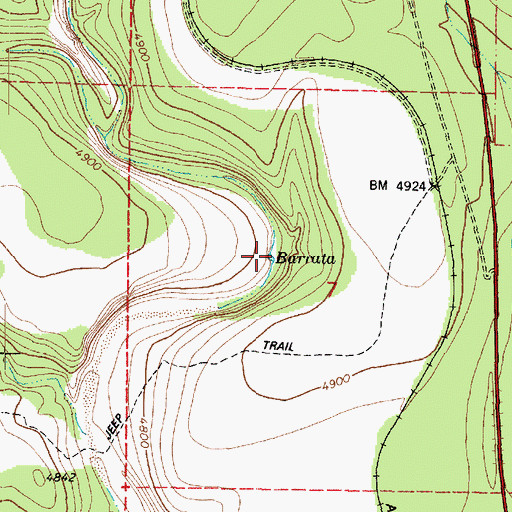 Topographic Map of Barrata, AZ