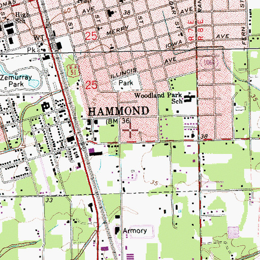 Topographic Map of Hammond Nursing Home, LA