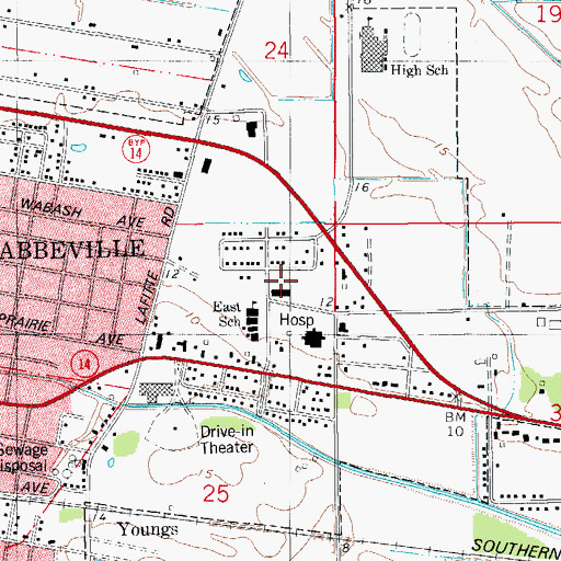 Topographic Map of Heritage Manor Care and Rehabilitation Center of Abbeville, LA