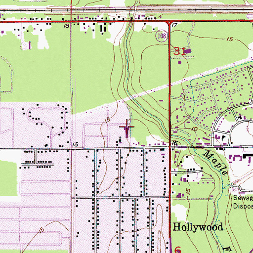 Topographic Map of Holly Hill House, LA