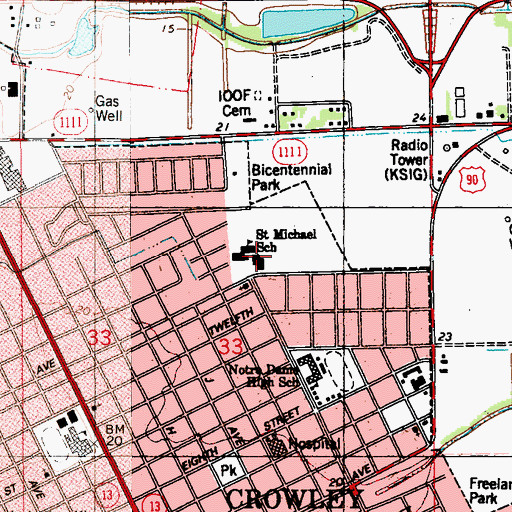 Topographic Map of Acadiana Cathedral, LA