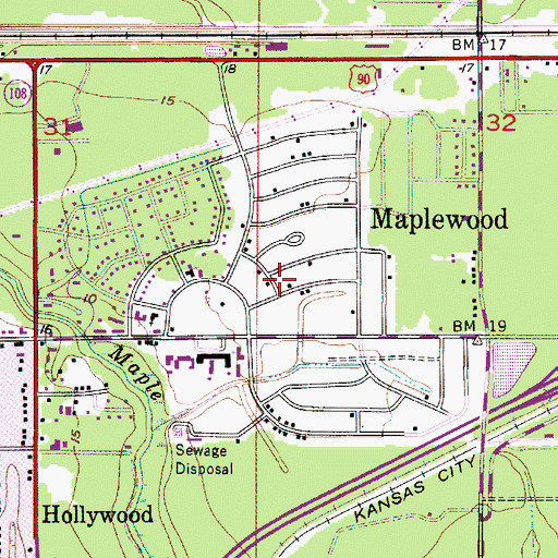 Topographic Map of Adonai Christian Fellowship Church, LA