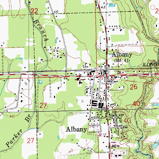 Topographic Map of Albany First Baptist Church, LA