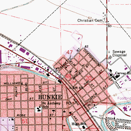 Topographic Map of Amazon Baptist Church, LA