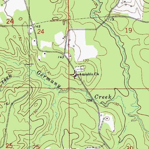 Topographic Map of Amiable Baptist Church, LA