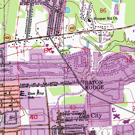 Topographic Map of Antioch Full Gospel Baptist Church, LA