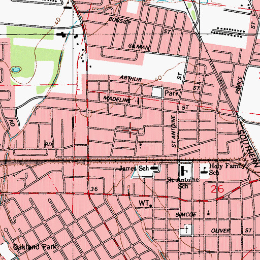 Topographic Map of Ark of the Covenant Church, LA