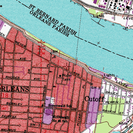 Topographic Map of Asbury United Methodist Church, LA