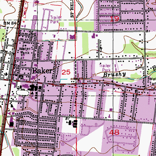 Topographic Map of Assembly of God Church, LA