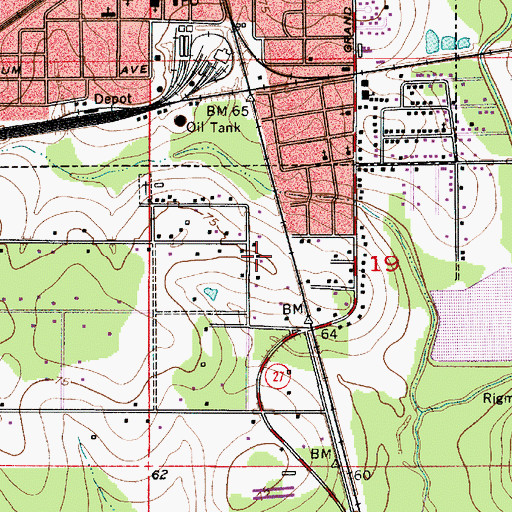 Topographic Map of Assembly of God Church, LA