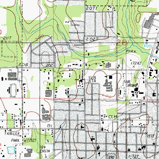 Topographic Map of Assembly of God Church, LA