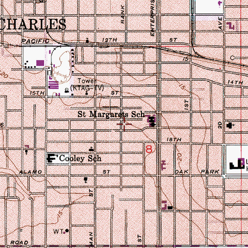 Topographic Map of Back to God Revival Holiness Church, LA