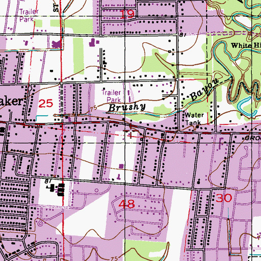 Topographic Map of Baker Church of the Nazarene, LA