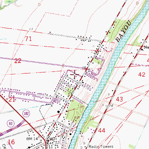 Topographic Map of Baldwin Church, LA