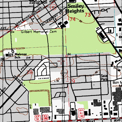 Topographic Map of Baptist Builders Church, LA