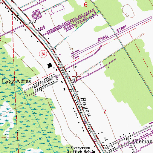 Topographic Map of Bayou Baptist Church, LA