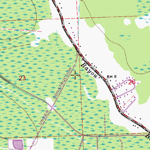 Topographic Map of Bayou Blue Assembly of God Church, LA