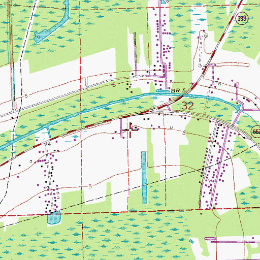 Topographic Map of Bayou L'Ourse Baptist Church, LA