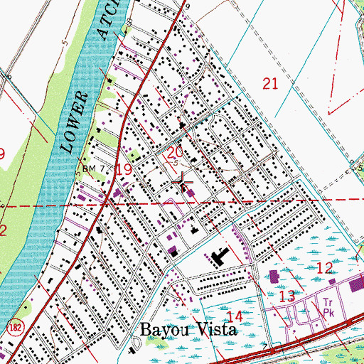 Topographic Map of Bayou Vista Baptist Church, LA