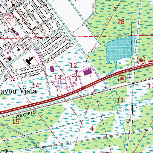 Topographic Map of Bayou Vista Community Fellowship Church, LA