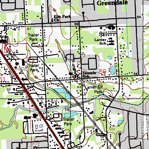 Topographic Map of Beacon Light Baptist Church, LA