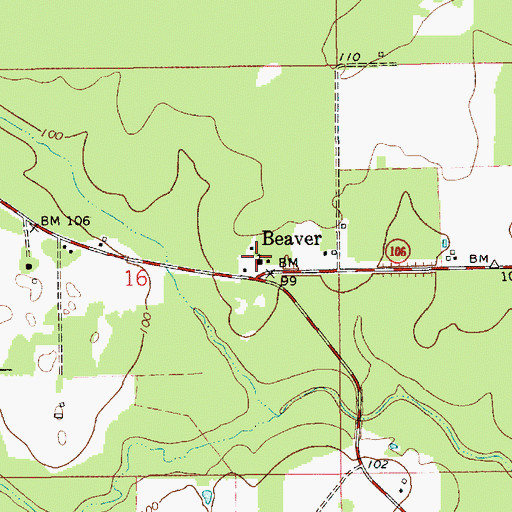 Topographic Map of Beaver Creek Baptist Church, LA