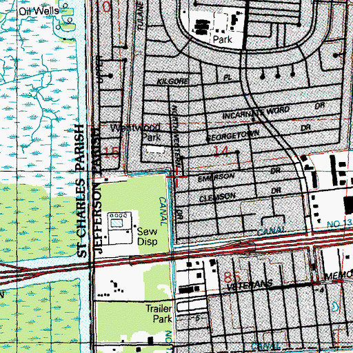 Topographic Map of Berean Christian Fellowship Church, LA