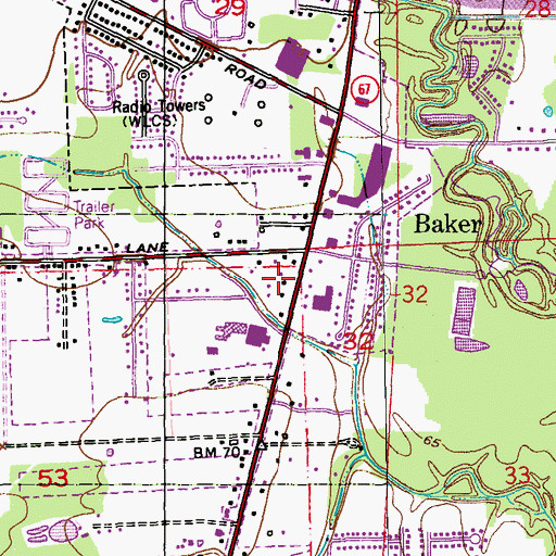 Topographic Map of Bethany World Prayer Center, LA