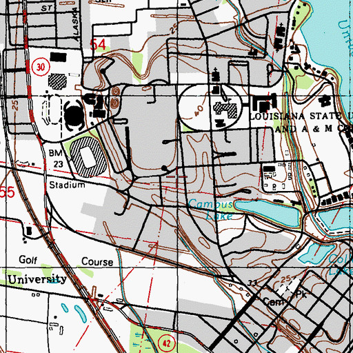 Topographic Map of Louisiana State University Human Ecology Building, LA