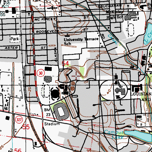 Topographic Map of Louisiana State University Jackson Hall, LA