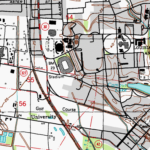 Topographic Map of Louisiana State University Jesse Coates Hall, LA