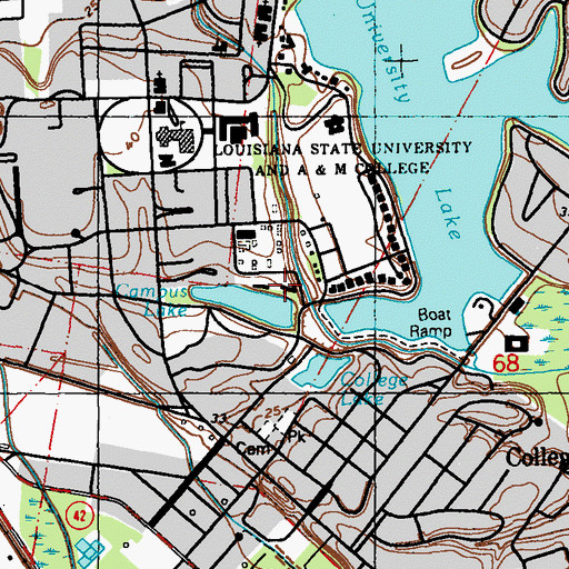 Topographic Map of Louisiana State University Joan Miller Hall, LA