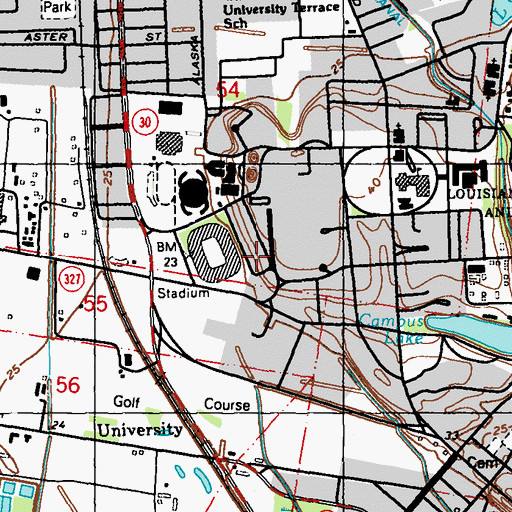 Topographic Map of Louisiana State University Johnston Hall, LA