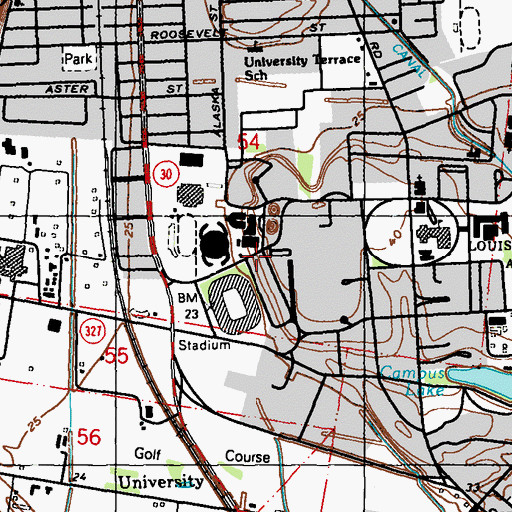 Topographic Map of Louisiana State University Journalism Building, LA